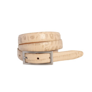 Allie Crocodile Leather Belt - Beige
